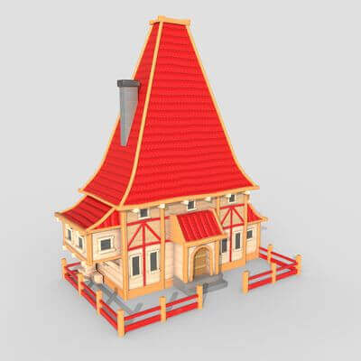 Medieval House 04 - Cartoon Red