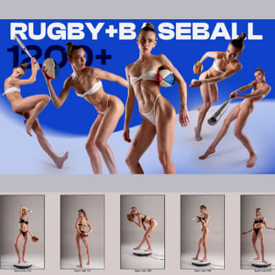 Ultimate Female Sports Poses: Rugby & Baseball (1230+Pac