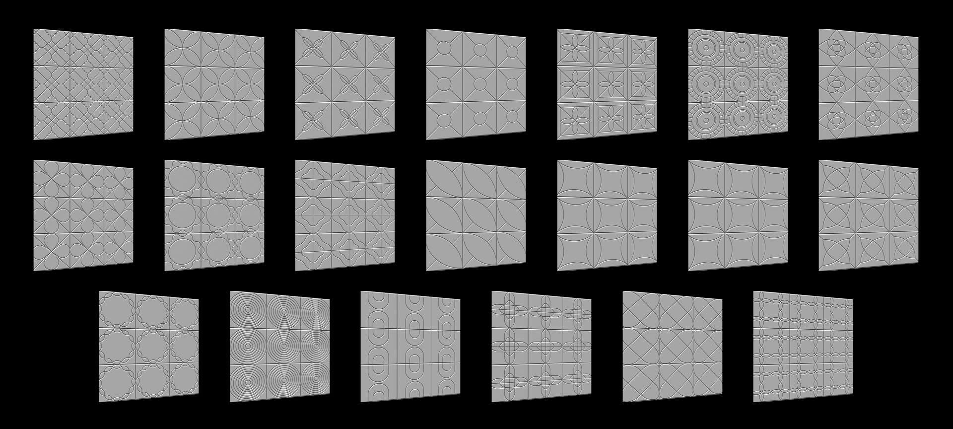 100 Tiles Patterns Noise for Zbrush Vol 1 Brush or Tool