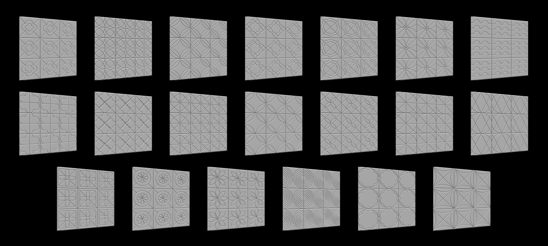 100 Tiles Patterns Noise for Zbrush Vol 1 Brush or Tool