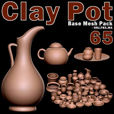 65 Clay Pot Base Mesh 3D Model