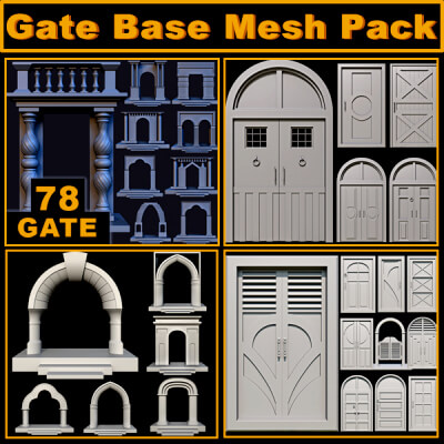 78 Gate Base Mesh Pack 3D Model