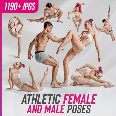 1190 Athletic Female and Male Poses Reference Pictures