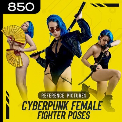 850 Cyberpunk Female Fighter Poses