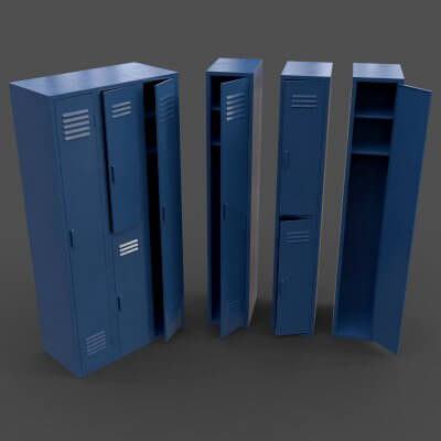 School Gym Locker 04 - Blue Dark