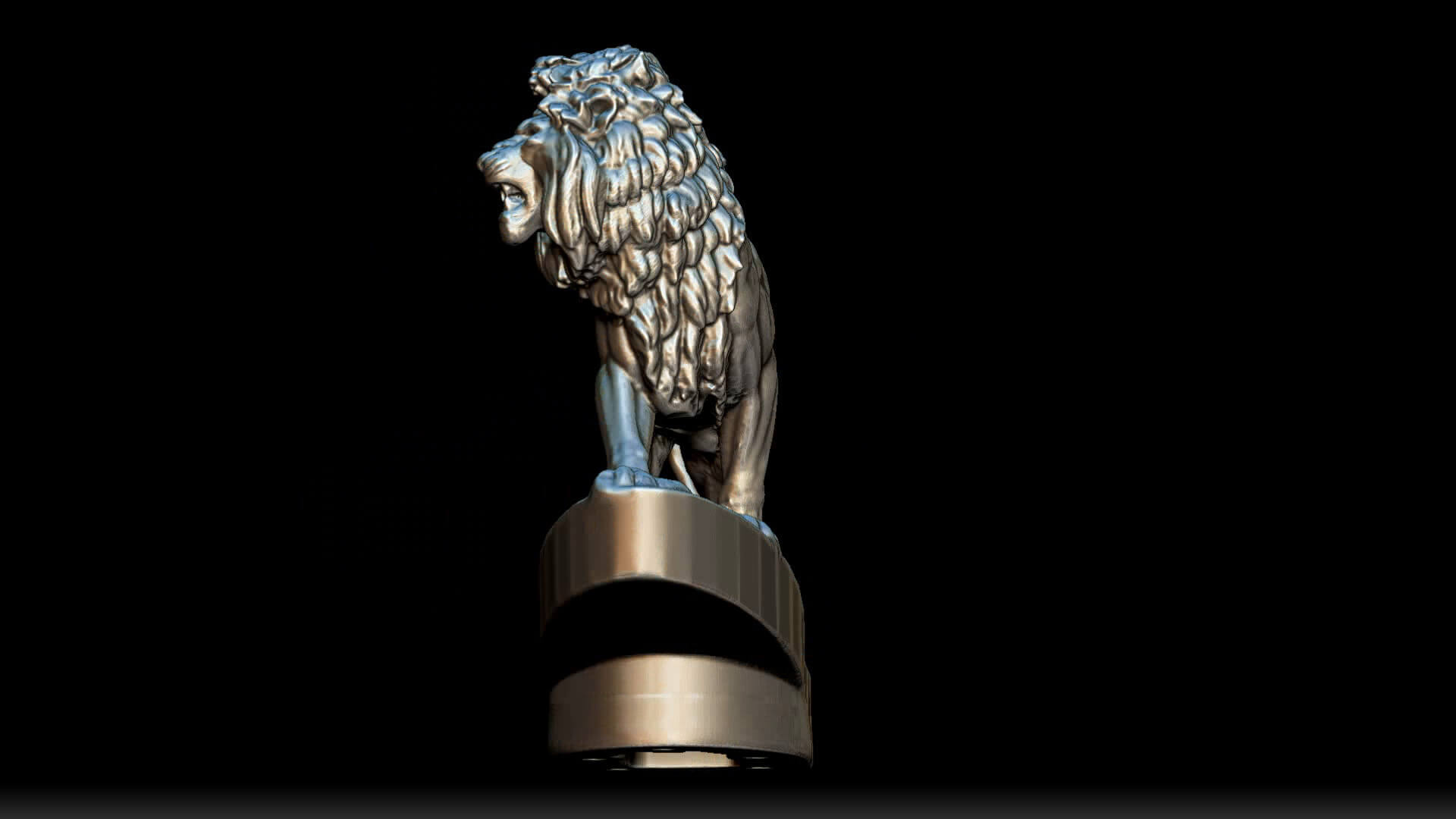 Lion Figurine Hood Ornament 3D Model