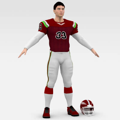 American Football Player 3D Model