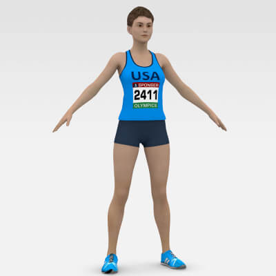 Female Athlete Runner 3D Model