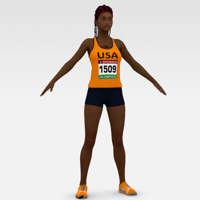 Female Athlete Runner 3D Model