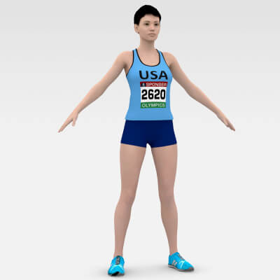 Female Athlete Runner 3D Model