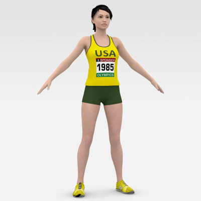 Female Athlete Runner 3D Model