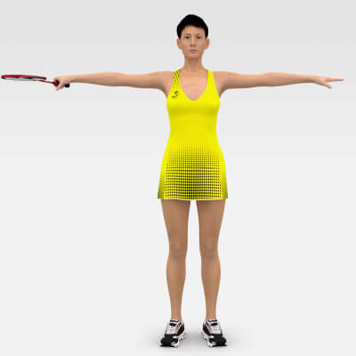 Female Badminton Player 3D Model