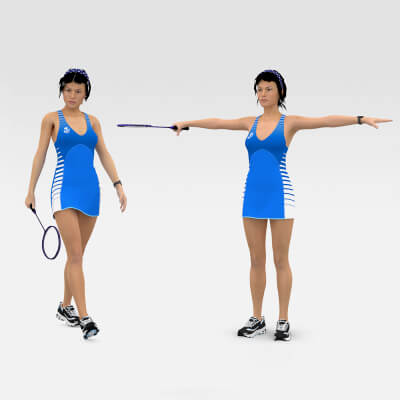 Female Badminton Player 3D Model