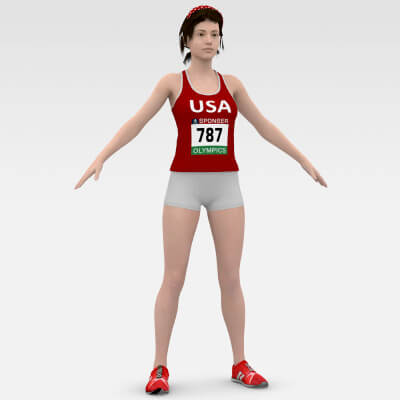 Female Athlete Runner 3D Model