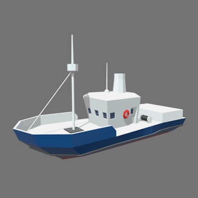 Low Poly Fishing Boat 01