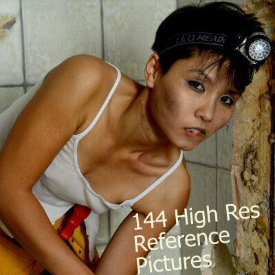 XT PR0042 - Asian Woman Works With Heavy Tools