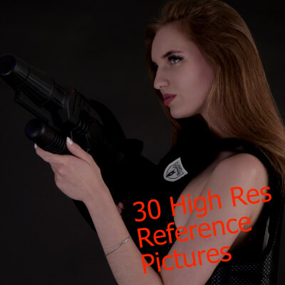 XT PR0084 - Model Poses in a Protection Vest With a Gun