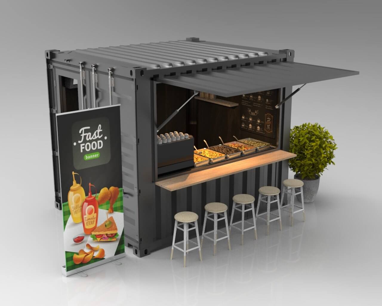 10ft Container Kiosk 3D Model