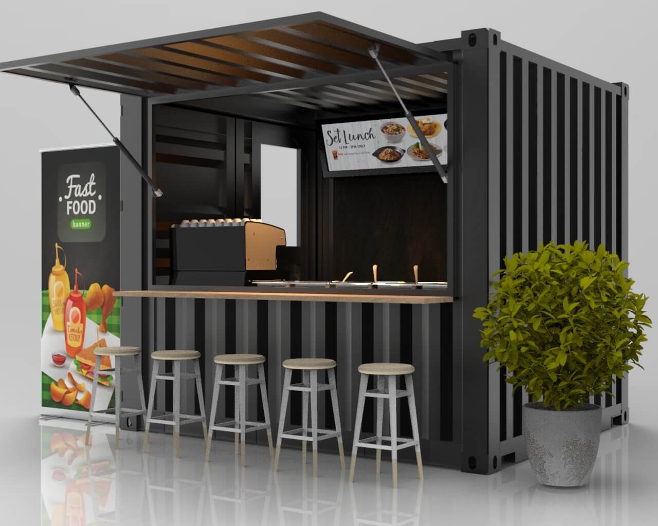 10ft Container Kiosk 3D Model