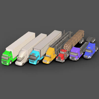 Low Poly Truck Pack 3D Model