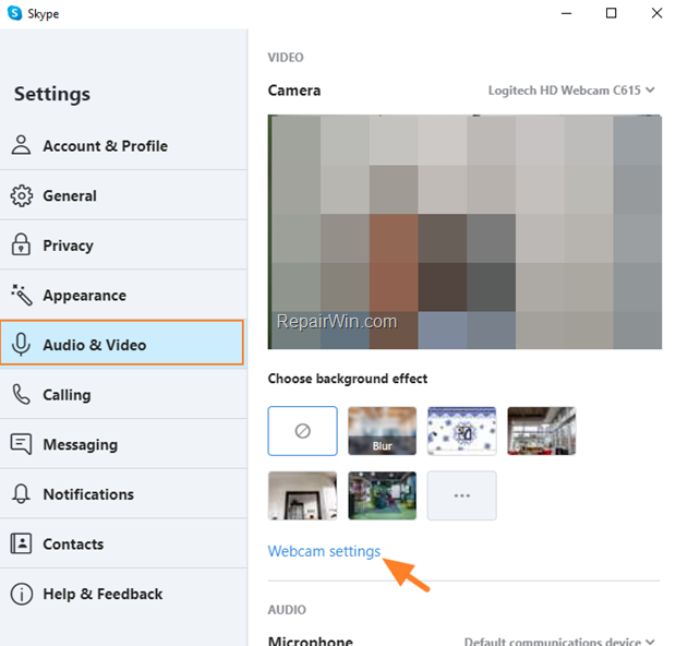 Skype Reset Camera Settings