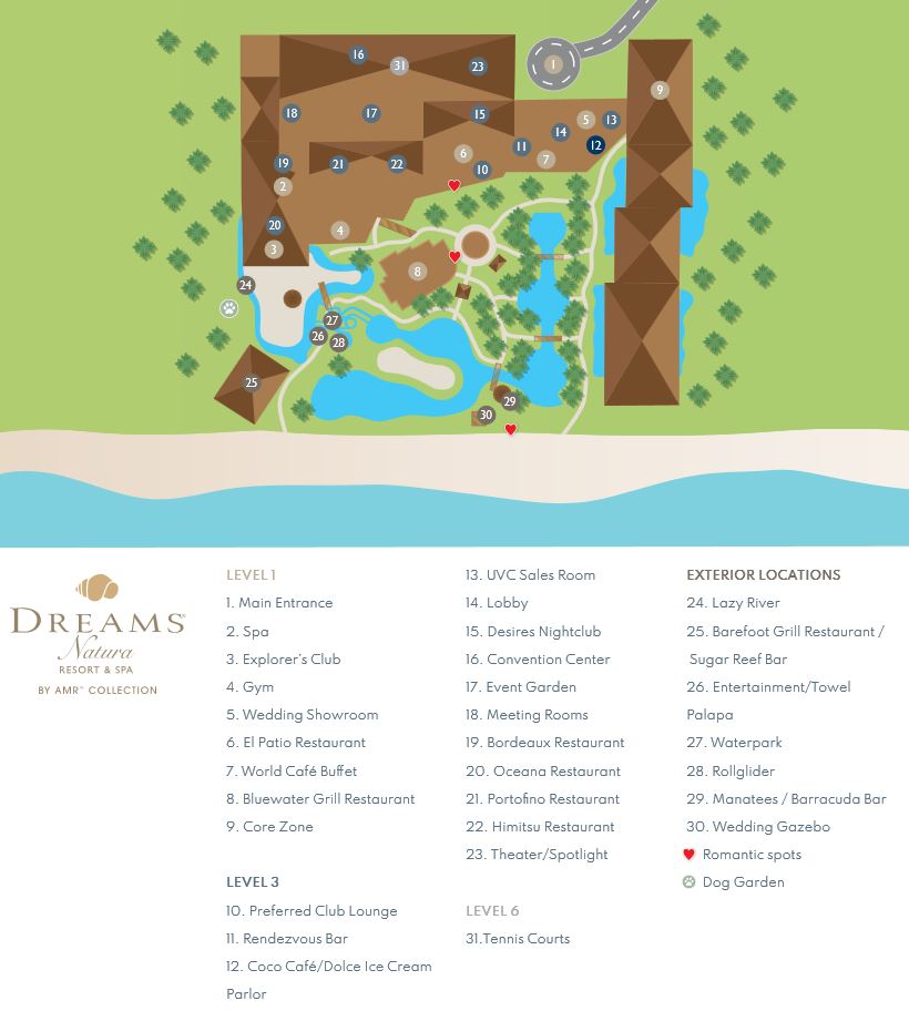 Resort Map | Dreams Natura Resort & Spa | Riviera Maya, Mexico