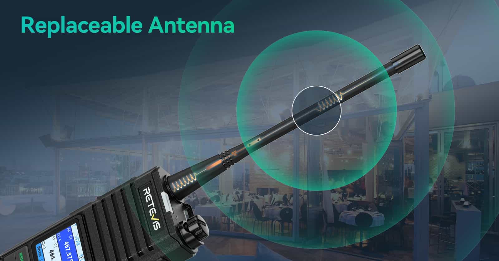 RB58 bluetooth walkie talkie- replaceable antenna