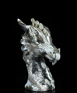 3.7" Ocean Jasper Hand Carved Crystal Dragon Sculpture, Crystal Healing