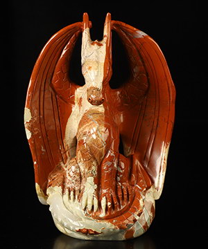 5.2" Red Jasper Hand Carved Crystal Dragon Sculpture, Crystal Healing