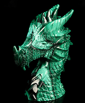 Awesome Gemstone 3.6" Malachite Hand Carved Crystal Dragon Sculpture, Crystal Healing