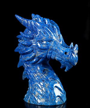 Gemstone 3.4" Lapis Lazuli Hand Carved Crystal Dragon Sculpture, Crystal Healing