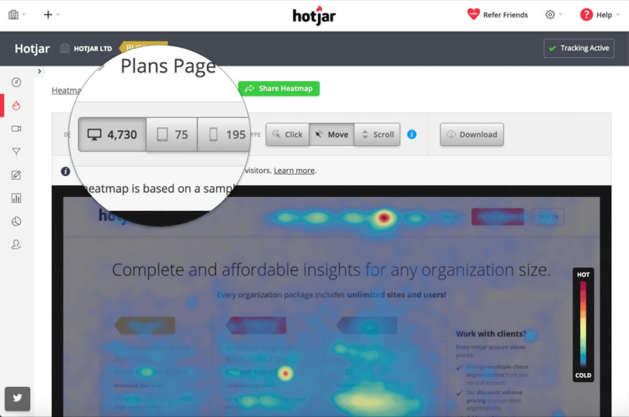 Hotjar is an example of free business software that analyzes your customer behavior to uncover what content on your website they’re most interested in.