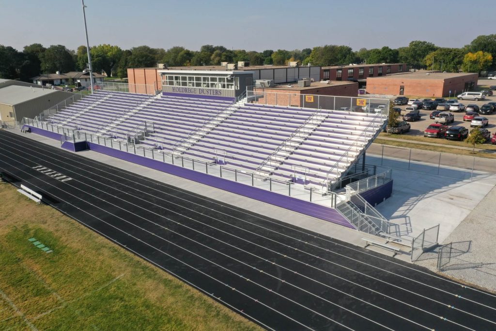 Grandstand next to an athletic track