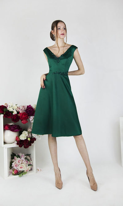 Robe de cérémonie pour mariage couleur verte