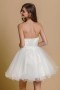 Chic robe blanche de soirée courte princesse bustier droit en tulle