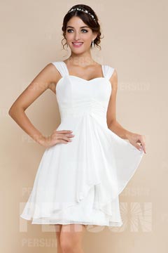 Robe pour invité mariage blanche courte en mousseline