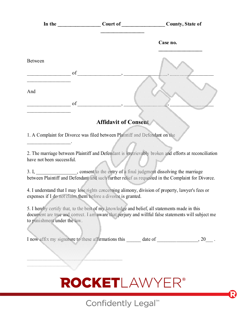 Free Affidavit of Consent: Make & Download - Rocket Lawyer