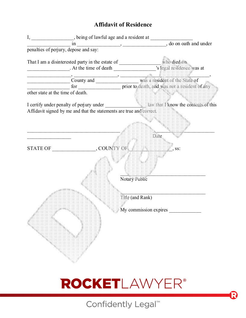 MAKE YOUR FREE Affidavit Of Residence To Print Affidavit Of Residency ...