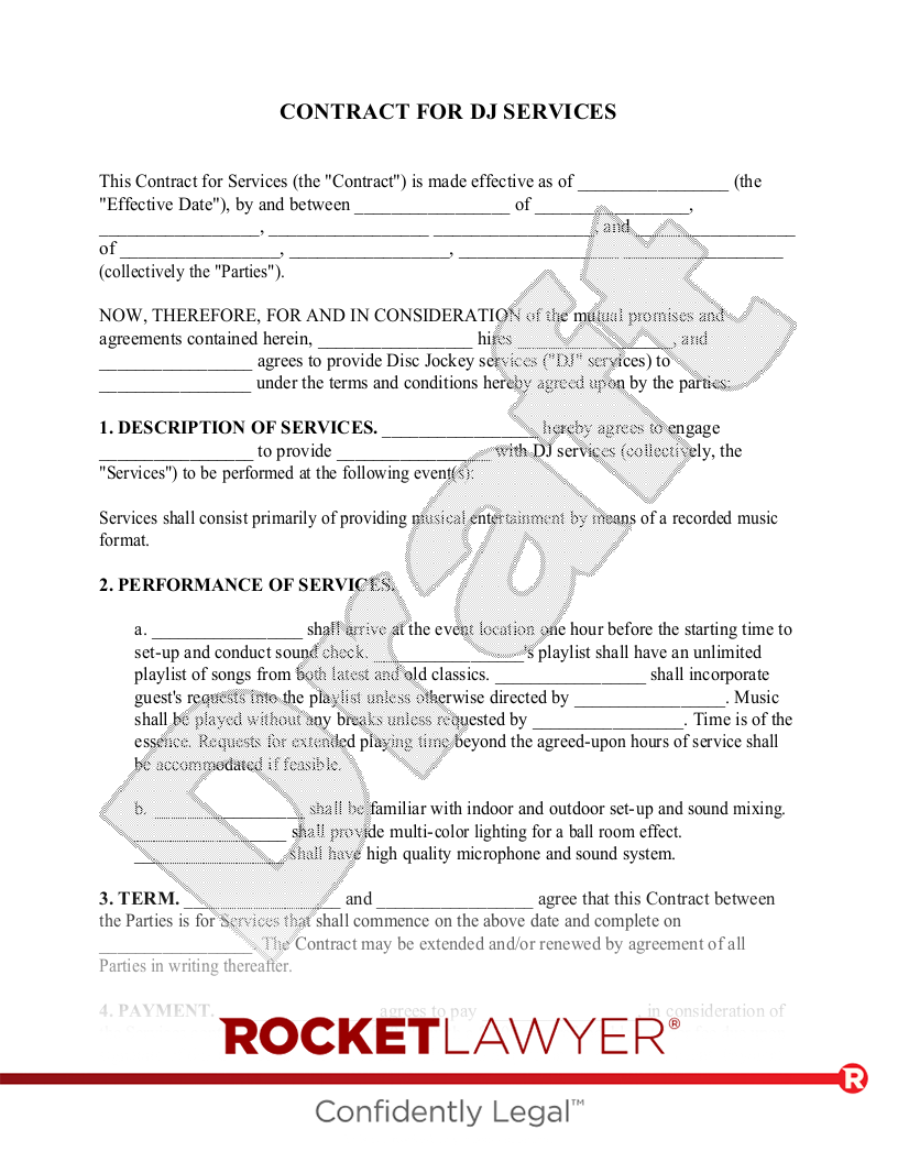 Free DJ Contract: Make, Sign & Download - Rocket Lawyer