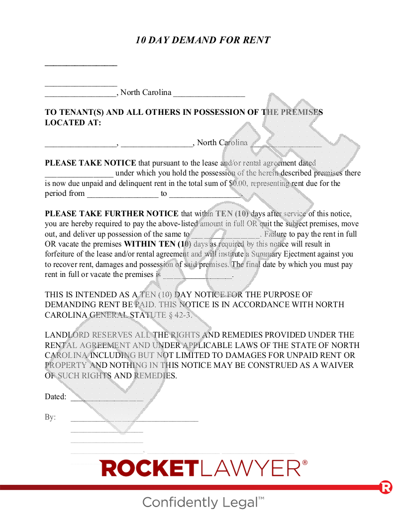 Free North Carolina Eviction Notice Template - Rocket Lawyer