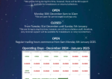 Christmas holiday trading days 2024/2025