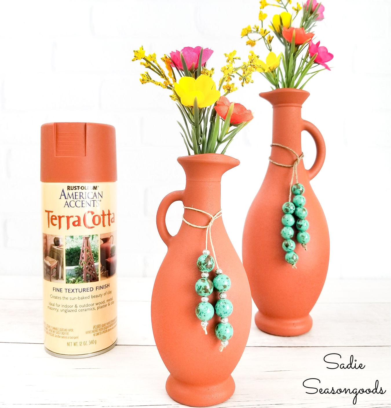 Painting Glass Vases with Terracotta Spray Paint