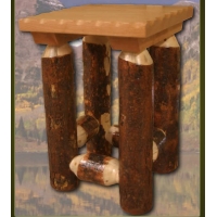 Brand New Bark on Lodge Pole Pine Leg Nightstand