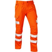 Leo Workwear Kingford Orange EcoViz Stretch Polycotton Hi Vis Cargo Trouser