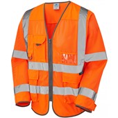 Leo Workwear Burrington Orange Coolviz Superior Long Sleeve Hi Vis Vest 