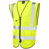 Leo Workwear Lynton Yellow Superior Zipped Hi Vis Vest with Pockets