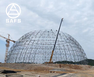 Low Cost Space Frame Structural for Dome Coal Storage Shed Construction