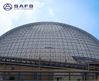 China Manufacture Dome steel structure Space Frame Construction Coal Storage Shed Design