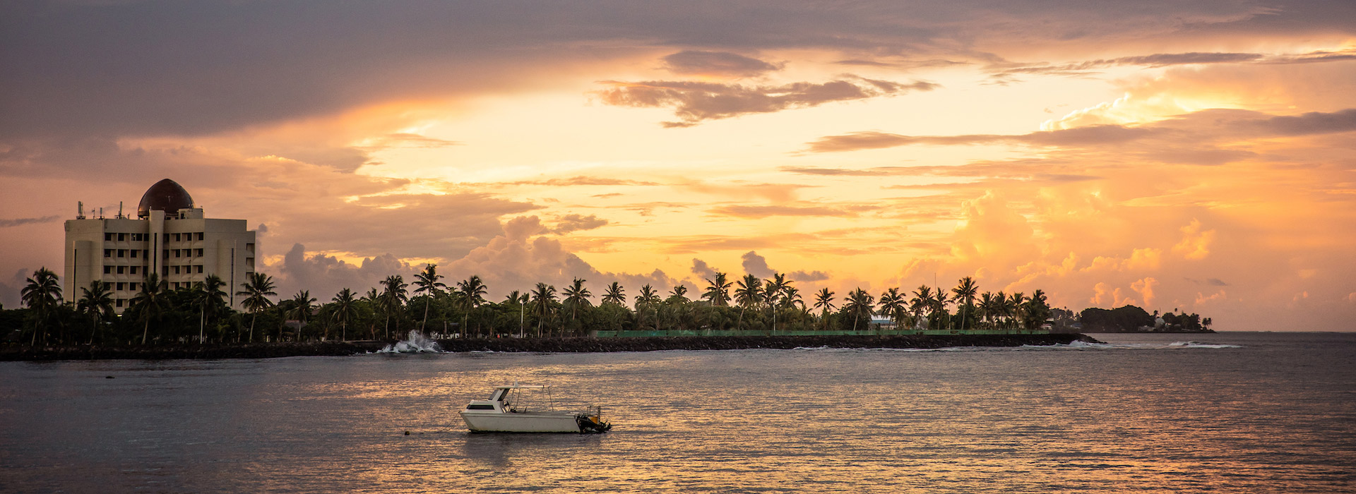 Government building and harbour in Apia, Samoa