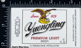 Yuengling Premium Light Beer Label